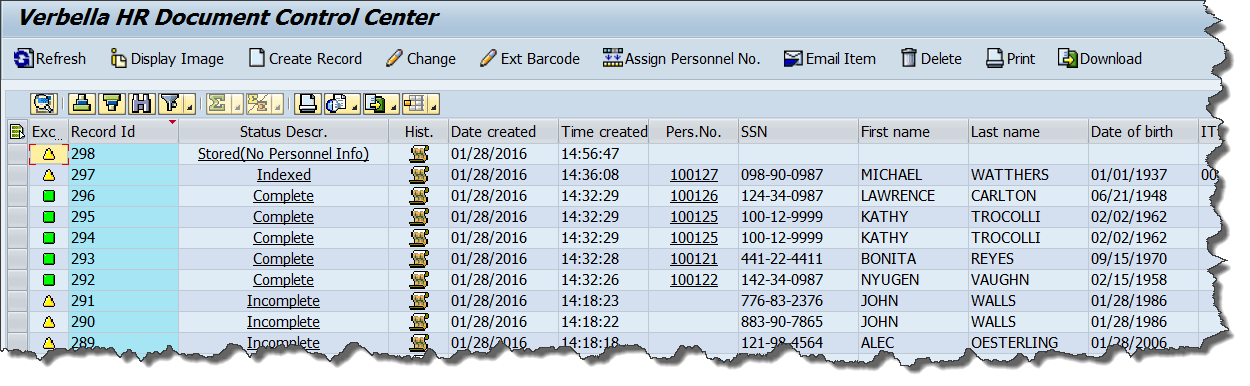 SAP HR Employee Records